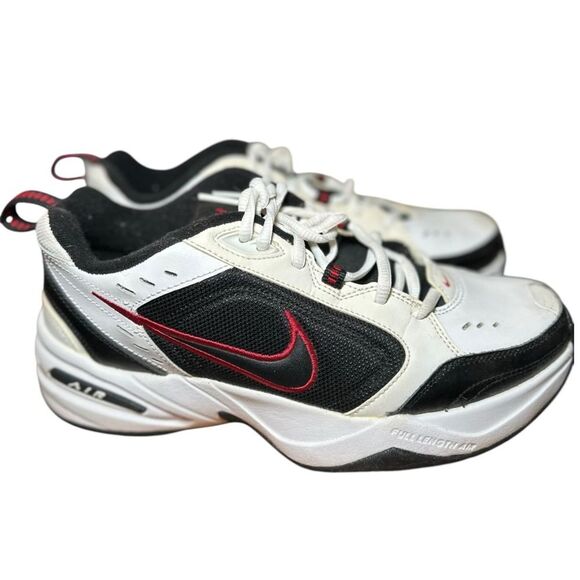 Nike Air monarch full length standard width D size 8.5. Black/white red swoosh - Picture 2 of 11